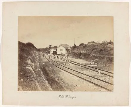 Wilangan stop; State railways on Java. The stop or station of Wilangan. A ... 스톡 사진