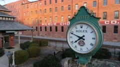 Rolex clock in town of Lititz Pennsylvan Stock Video Pond5