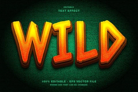 Wild 3D text style effect template editable text effect Stock Illustration