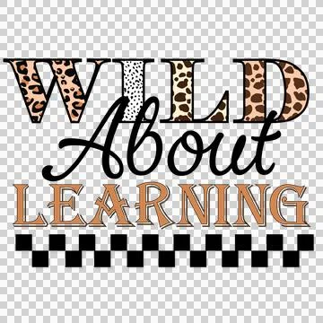 Wild About Learning Checkered Border Typography text display Иллюстрация