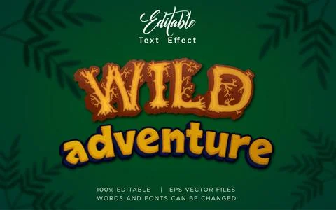 Wild Adventure 3D Editable Text Effect Vector Design 库存插图