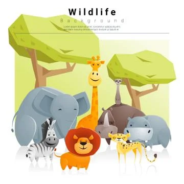 Wild animal background Stock Illustration