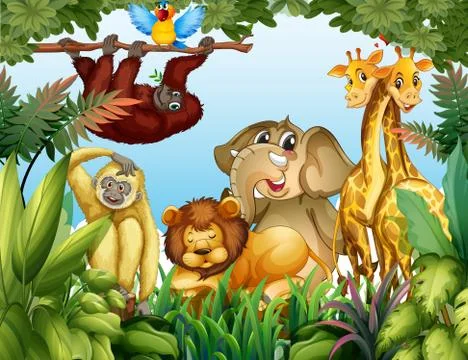 Wild animal in jungle 스톡 일러스트