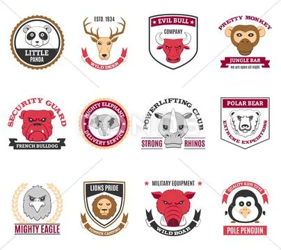 Wild Animal Labels Set Stock Illustration