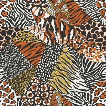Wild animal skins patchwork wallpaper Stock-Illustration