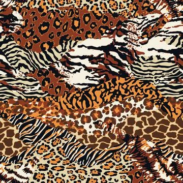 Wild animal skins patchwork wallpaper Illustrazione stock
