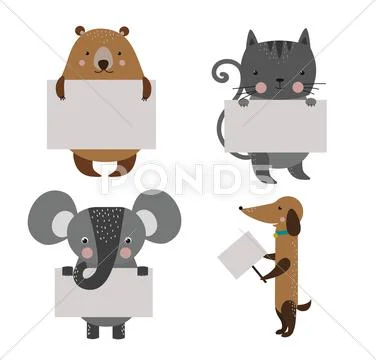 Wild animal zoo banner vector cartoon set Stock Illustration
