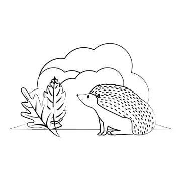 Wild animals and elements thanksgiving day and autumn season in black and white Stockillustratie