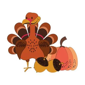 Wild animals and elements thanksgiving day and autumn season 스톡 일러스트