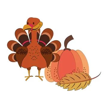 Wild animals and elements thanksgiving day and autumn season Stock Illustration
