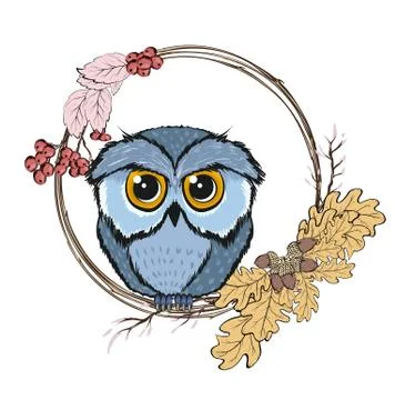 Wild animals and elements thanksgiving day and autumn season. Wild animals an Stock Illustration