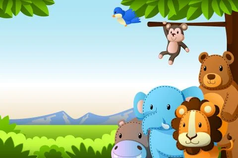 Wild Animals Background Stock Illustration