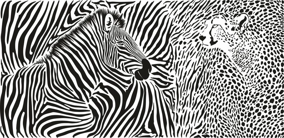 Wild animals background - pattern with zebra and cheetah motif Illustrazione stock