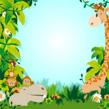 Wild animals Frame Stock Illustration