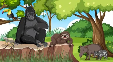 Wild animals in the jungle イラスト素材