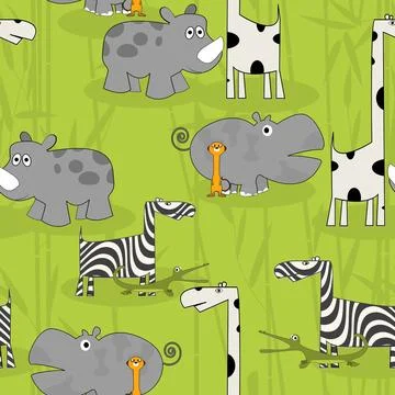 Wild animals pattern Cartoon animals tile pattern, seamless background des... Stock Photos