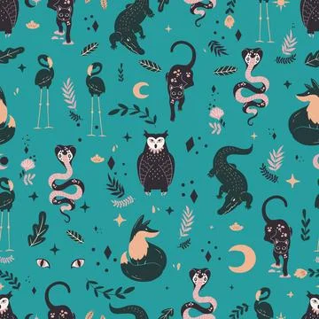 Wild animals, seamless pattern, illustration, vector イラスト素材