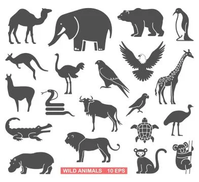 Wild animals set Stock Illustration