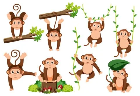 Wild animals set with nature elements 스톡 일러스트