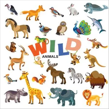 Wild animals vector set Illustrazione stock