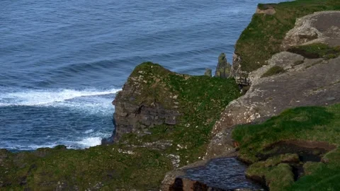 Wild atlantic coast. Cliffs of Moher. Slow motion 4K Stock Footage 335168887