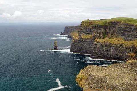 Wild Atlantic Way Cliffs of Moher View to O Briens Tower Stock Photos