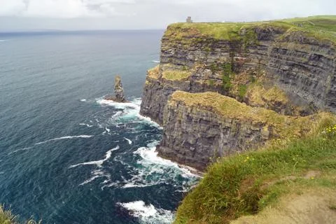 Wild Atlantic Way Cliffs of Moher  View to O Briens Tower Stock Photos