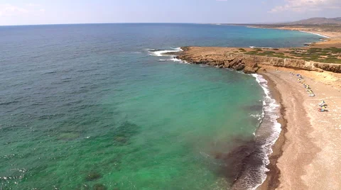 Wild beach of cyprus Stock Footage 68352783