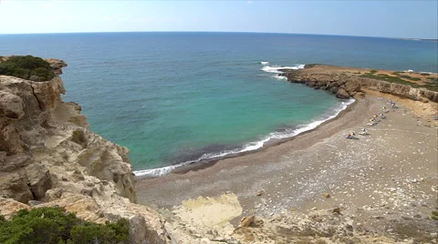 Wild beach of cyprus Video stock 68353735
