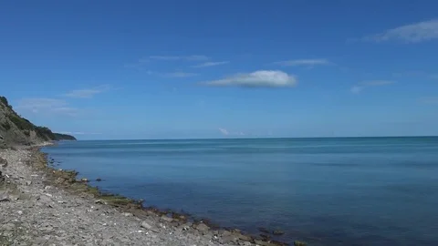 Wild beach panorama Stock Footage 81360646