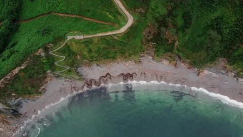 Wild beach with the turquoise water. Stock Footage 234409936
