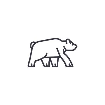 Wild bear vector line icon, sign, illustration on background, editable strokes Stock Illustration