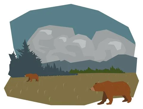 Wild bears vector illustration Stock Illustration