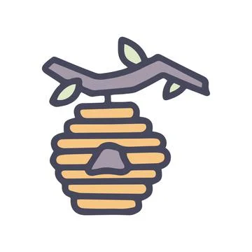 Wild beehive on tree color vector doodle simple icon Stock Illustration