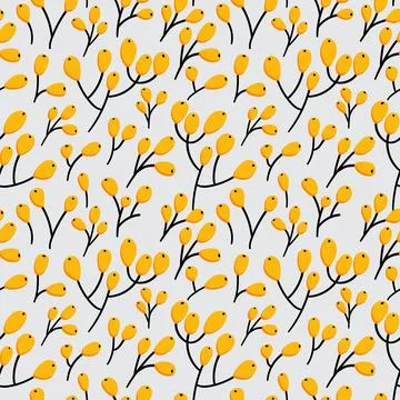 Wild berries small branch seamless pattern background Stock Illustration