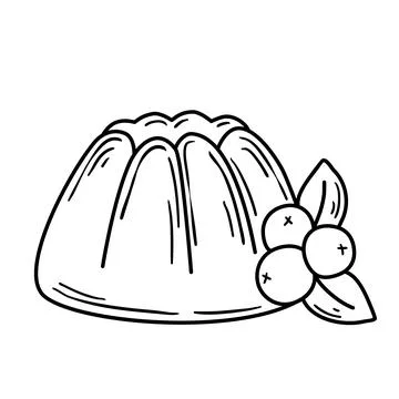 Wild berry pudding doodle sketch style Stock Illustration