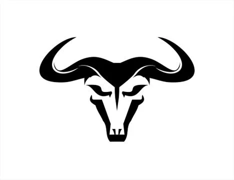 Wild Black Bull Icon Stock Illustration