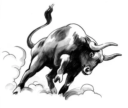 Wild black bull Stock Illustration