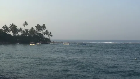 Wild blue whale tail diving deep boat fishman, indian ocean HIKKADUWA SRI LANKA Stock Footage 105060785