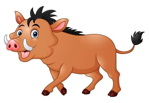 Wild boar cartoon Stock Illustration