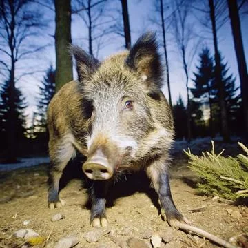 Wild boar in the forest. Stock Photos