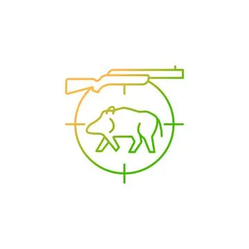 Wild boar hunting gradient linear vector icon Stock Illustration