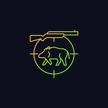 Wild boar hunting gradient vector icon for dark theme Stock Illustration