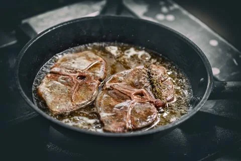Wild boar steak Stock Photos