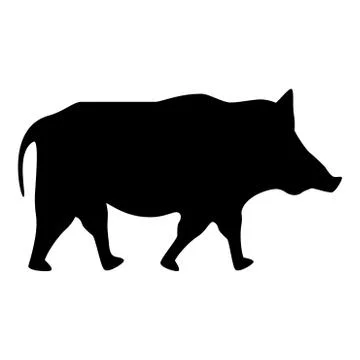 Wild boar Wild pig Hog Warthog icon black color vector illustration flat styl Stock Illustration