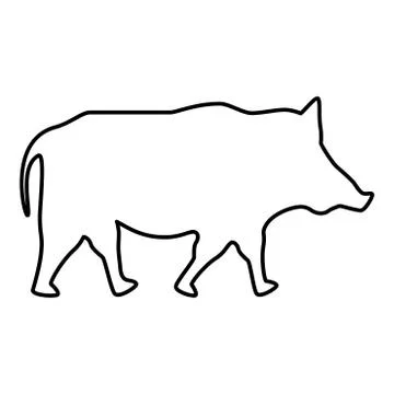 Wild boar Wild pig Hog Warthog icon black color outline vector illustration f Stock Illustration
