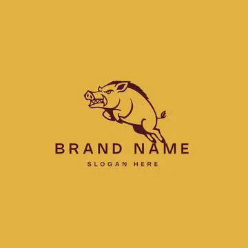 Wild board pig logo template vector icon illustration design line art isolate Stock Illustration