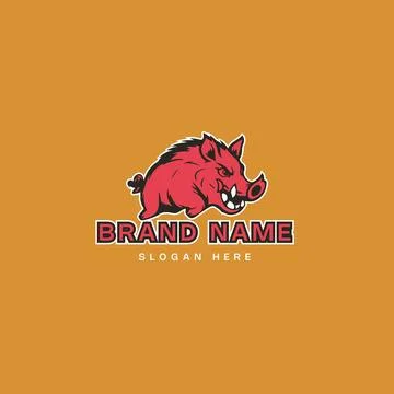 Wild board pig logo template vector icon illustration design line art isolate Stock Illustration