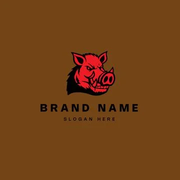 Wild board pig logo template vector icon illustration design line art isolate Illustrazione stock
