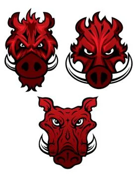 Wild boars with sharp tusks Stock Illustration